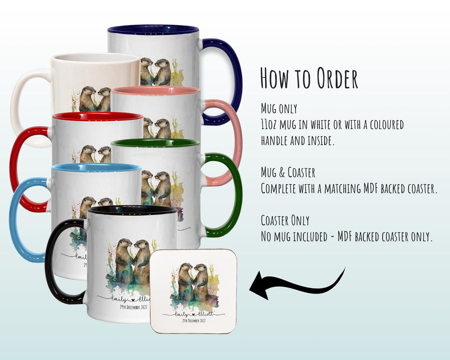 Personalised Otter Valentines Day Gift for Boyfriend Husband - Custom Wedding Anniversary Coffee Mug for Couples - 11oz Ceramic SV0028