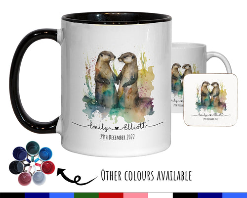 Personalised Otter Valentines Day Gift for Boyfriend Husband - Custom Wedding Anniversary Coffee Mug for Couples - 11oz Ceramic SV0028