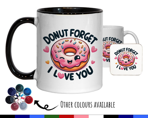 Kawaii 'Donut Forget I Love You' Valentines Day Gift for Boyfriend Husband - Custom Wedding Anniversary 11oz Coffee Mug for Couples SV0023