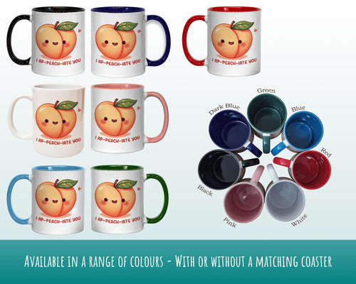 Kawaii 'I Ap-peach-iate You' Valentines Day Gift for Boyfriend Husband - Custom Wedding Anniversary 11oz Coffee Mug for Couples SV0020