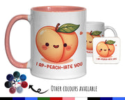 Kawaii 'I Ap-peach-iate You' Valentines Day Gift for Boyfriend Husband - Custom Wedding Anniversary 11oz Coffee Mug for Couples SV0020
