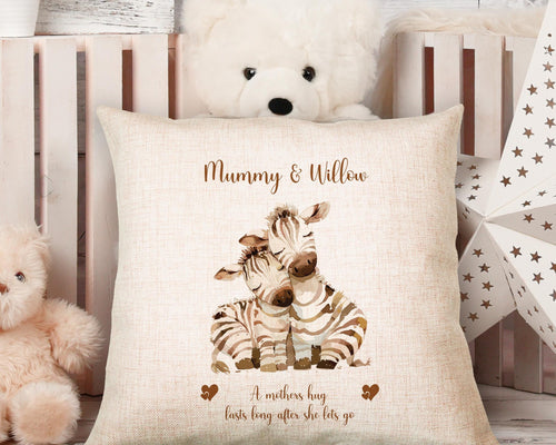 First Mothers Day Gift Personalised Present - Zebra Design Babygrow Tee Vest Gift for New Mum from Baby Zebra Print Matching Cushion SMC010