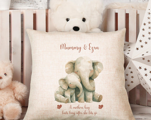 First Mothers Day Gift Personalised Present - Elephant Design Babygrow Tee Vest Gift for New Mum Gift from Baby - Matching Cushion SMC008