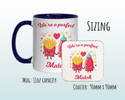 Kawaii Ketchup & Fries Valentines Day Gift for Boyfriend Husband - Perfect Match Custom Wedding Anniversary 11oz Coffee Mug for Couple SV013