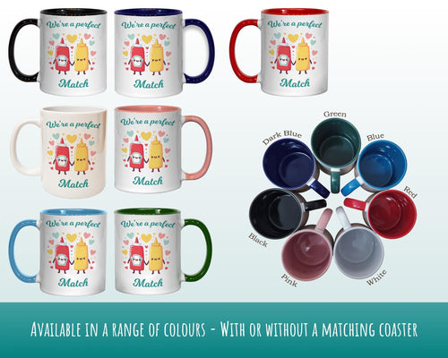 Kawaii Ketchup & Mustard Valentines Day Gift for Boyfriend Husband - Perfect Match Custom Wedding Anniversary 11oz Coffee Mug Couples SV011