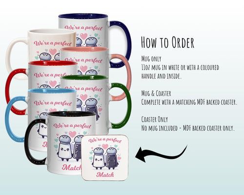 Kawaii Salt & Pepper Valentines Day Gift for Boyfriend Husband - Perfect Match Custom Wedding Anniversary 11oz Coffee Mug for Couple SV008