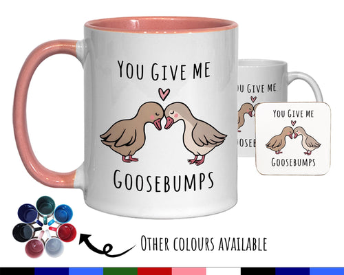 Kawaii Goose Valentines Day Gift for Boyfriend Husband - Geese Goosebumps Custom Wedding Anniversary 11oz Coffee Mug Couple SV004