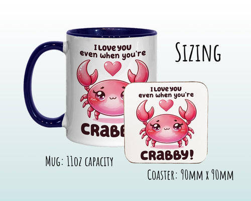 Valentines Day Gift for Boyfriend Girlfriend Husband - Crabby Crab Grumpy Partner Wedding Anniversary 11oz Coffee Mug for Couples SV001