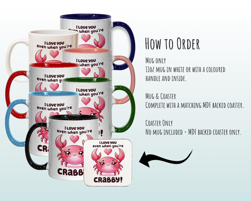Valentines Day Gift for Boyfriend Girlfriend Husband - Crabby Crab Grumpy Partner Wedding Anniversary 11oz Coffee Mug for Couples SV001