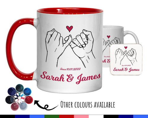Personalised Valentines Day Mug Gift for Boyfriend Husband - Pinky Promise Custom Wedding Anniversary 11oz Coffee Mug for Couples SV003