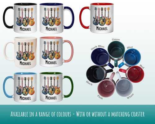 Personalised Guitar Mug Gift - Great Gift for Guitarists - Electric Guitarist Mug - Musician Gifts for Men - Watercolour Band Design SMM024
