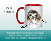 Personalised Sloth Mug Gift - Great Gift for Sloth Lovers - Animal Lovers Mug & Coaster - Sloth Gifts for Her Watercolour Design MGZ079