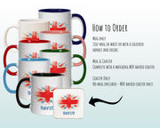 Personalised Union Jack Mug Gift - Great Gift for British UK Citizenship Visitor - Watercolour Flag Design Mug & Coaster MGZ369