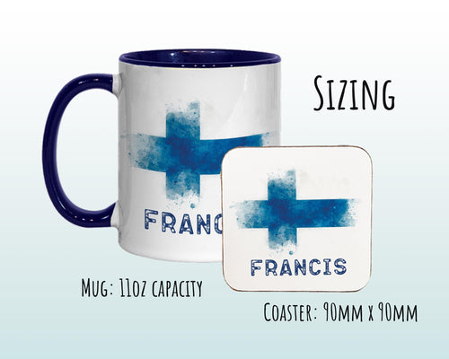 Personalised Scottish Flag Mug Gift - Great Gift for British Scotland Citizenship Visitor - Watercolour Flag Design Mug & Coaster MGZ368