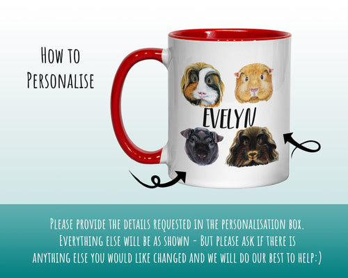 Personalised Guinea Pig Mug Gift - Great Gifts for Small Animal Lovers - Watercolour Guinea Pig Pet Design Mug & Coaster MGZ331