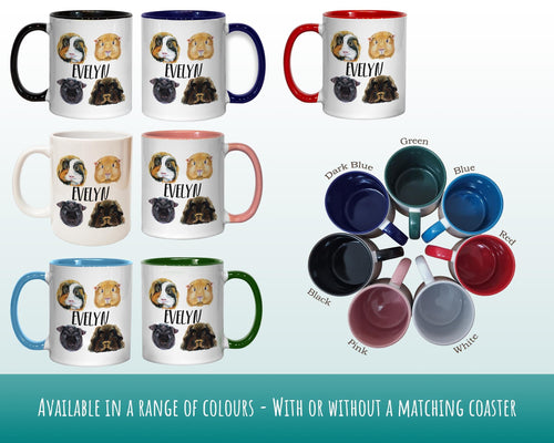 Personalised Guinea Pig Mug Gift - Great Gifts for Small Animal Lovers - Watercolour Guinea Pig Pet Design Mug & Coaster MGZ331