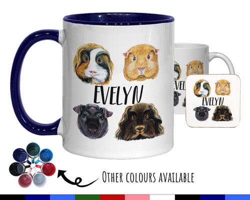 Personalised Guinea Pig Mug Gift - Great Gifts for Small Animal Lovers - Watercolour Guinea Pig Pet Design Mug & Coaster MGZ331