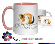 Personalised Guinea Pig Mug Gift - Great Gifts for Small Animal Lovers - Watercolour Guinea Pig Pet Design Mug & Coaster MGZ330