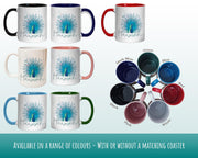 Personalised Peacock Mug Gift - Great Gifts for Animal Bird Lovers - Watercolour Peacock Feathers Plumage Design Mug & Coaster MGZ382