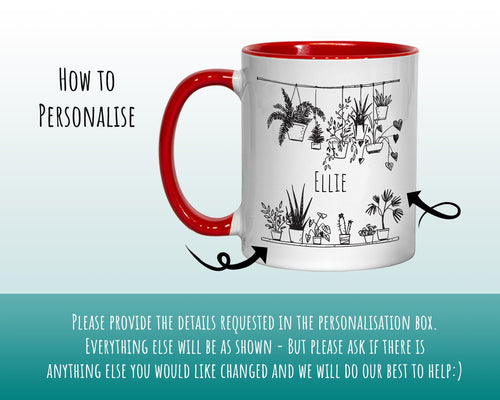 Personalised Plant Lovers Mug Gift - Great Gifts for Plant Care Enthusiasts Gardening Gifts - Hand Drawn Plants Design Mug & Coaster MGZ396