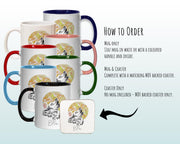 Personalised Howling Wolf Mug Gift - Great Gifts for Animal and Wolf Lovers - Watercolour Wolf and Full Moon Design Mug & Coaster MGZ405
