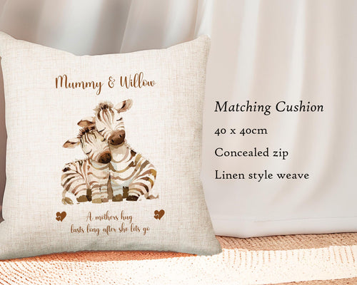 First Mothers Day Gift Personalised Present - Zebra Design Babygrow Tee Vest Gift for New Mum from Baby Zebra Print Matching Cushion SMC010