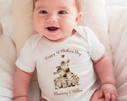 First Mothers Day Gift Personalised Present - Zebra Design Babygrow Tee Vest Gift for New Mum from Baby Zebra Print Matching Cushion SMC010