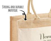 Nanny Gift Personalised Jute Bag - Pink Wild Flower Tote Bag Gift for Grandma Nan - Custom Shopping Market Bag - Bag for Nans Birthday BT001