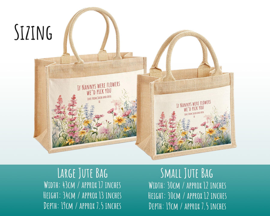 Nanny Gift Personalised Jute Bag - If Nannys Were Flowers Tote Bag Gift for Grandma Nan - Custom Shopping Market Bag - Nans Birthday BT004