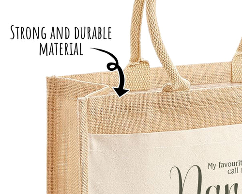 Nanny Gift Personalised Jute Bag - Butterfly Wild Flowers Tote Bag Gift for Grandma Nan - Custom Shopping Market Bag - Nans Birthday BT007