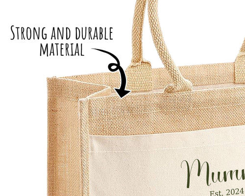 Mummy Gift Personalised Jute Bag -  Mothers Day Gift Floral Tote Bag Gift for Mum Mama - Custom Shopping Market Bag - Mummy Bag BT001