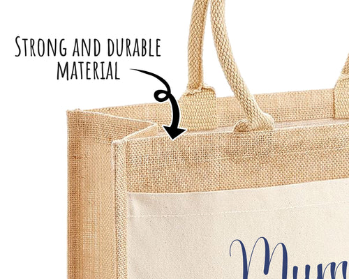 Mummy Gift Personalised Jute Bag -  Mothers Day Gift Floral Tote Bag Gift for Mum Mama - Custom Shopping Market Bag - Mummy Bag BT002