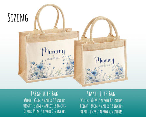 Mummy Gift Personalised Jute Bag -  Mothers Day Gift Floral Tote Bag Gift for Mum Mama - Custom Shopping Market Bag - Mummy Bag BT002