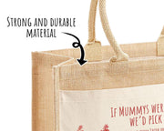 Mummy Gift Personalised Jute Bag -  Mothers Day Gift Floral Tote Bag Gift for Mum Mama - Custom Shopping Market Bag - Mummy Bag BT004