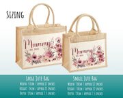 Mummy Gift Personalised Jute Bag -  Mothers Day Gift Floral Tote Bag Gift for Mum Mama - Custom Shopping Market Bag - Mummy Bag BT005