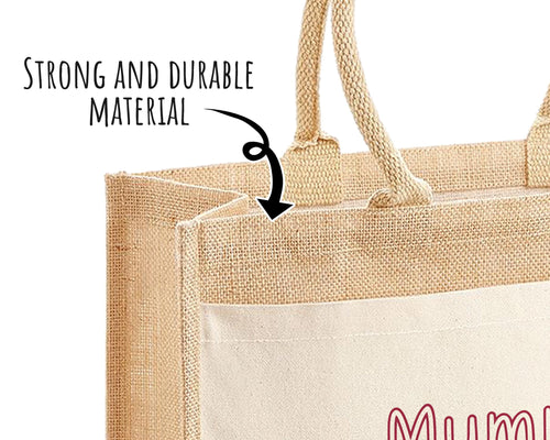 Mummy Gift Personalised Jute Bag -  Mothers Day Gift Floral Tote Bag Gift for Mum Mama - Custom Shopping Market Bag - Mummy Bag BT009