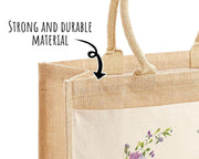 Mummy Gift Personalised Jute Bag -  Mothers Day Gift Floral Tote Bag Gift for Mum Mama - Custom Shopping Market Bag - Mummy Bag BT006
