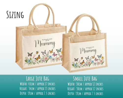 Mummy Gift Personalised Jute Bag -  Mothers Day Gift Floral Tote Bag Gift for Mum Mama - Custom Shopping Market Bag - Mummy Bag BT007