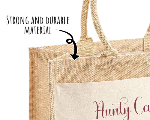 Aunty Gift Personalised Jute Bag - Auntie Birthday Gift Floral Tote Bag Gift for Her Family Friend - Custom Shopping Market Tote Bag BT003