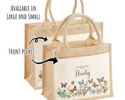 Aunty Gift Personalised Jute Bag - Auntie Birthday Gift Floral Tote Bag Gift for Her Family Friend - Custom Shopping Market Tote Bag BT007