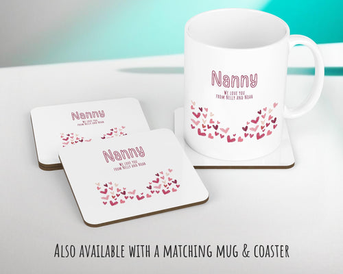 Nanny Gift Cushion - Personalised Scatter Cushion Pillow for Her Women - Love Hearts Print Custom Name Granny Gift for Nan Mothers Day BC009