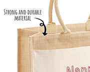 Nanny Gift Personalised Jute Bag - Love Heart Tote Bag Gift for Grandma Nan - Custom Shopping Market Bag - Nanny Bag for Nans Birthday BT009