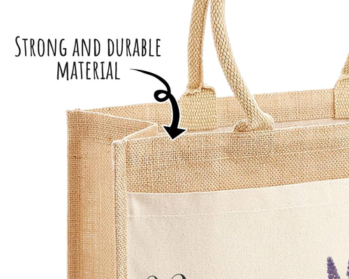 Nanny Gift Personalised Jute Bag - Garden Plants Tote Bag Design Gift for Grandma Nan - Custom Shopping Market Bag for Nans Birthday BT010
