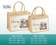 Nanny Gift Personalised Jute Bag - Garden Plants Tote Bag Design Gift for Grandma Nan - Custom Shopping Market Bag for Nans Birthday BT010