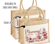 Mummy Gift Personalised Jute Bag -  Mothers Day Gift Floral Tote Bag Gift for Mum Mama - Custom Shopping Market Bag - Mummy Bag BT005