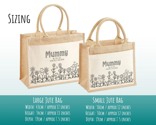 Mummy Gift Personalised Jute Bag -  Mothers Day Gift Floral Tote Bag Gift for Mum Mama - Custom Shopping Market Bag - Mummy Bag BT008