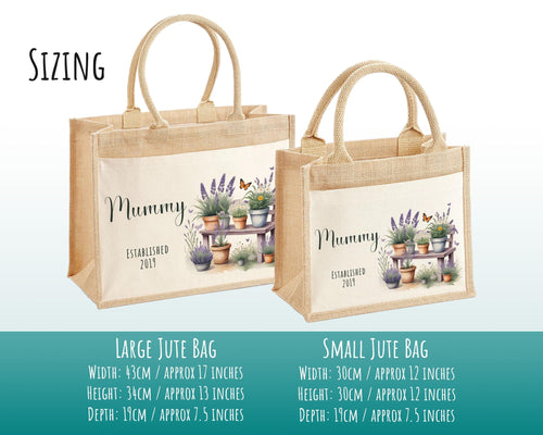 Mummy Gift Personalised Jute Bag -  Mothers Day Gift Floral Tote Bag Gift for Mum Mama - Custom Shopping Market Bag - Mummy Bag BT010