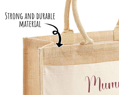 Mummy Gift Personalised Jute Bag -  Mothers Day Gift Floral Tote Bag Gift for Mum Mama - Custom Shopping Market Bag - Mummy Bag BT003