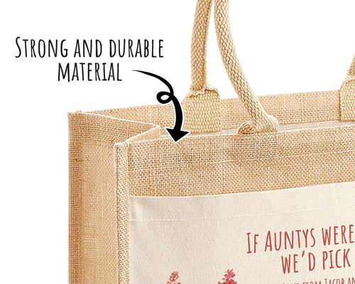Aunty Gift Personalised Jute Bag - Auntie Birthday Gift Floral Tote Bag Gift for Her Family Friend - Custom Shopping Market Tote Bag BT004