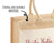 Aunty Gift Personalised Jute Bag - Auntie Birthday Gift Floral Tote Bag Gift for Her Family Friend - Custom Shopping Market Tote Bag BT005